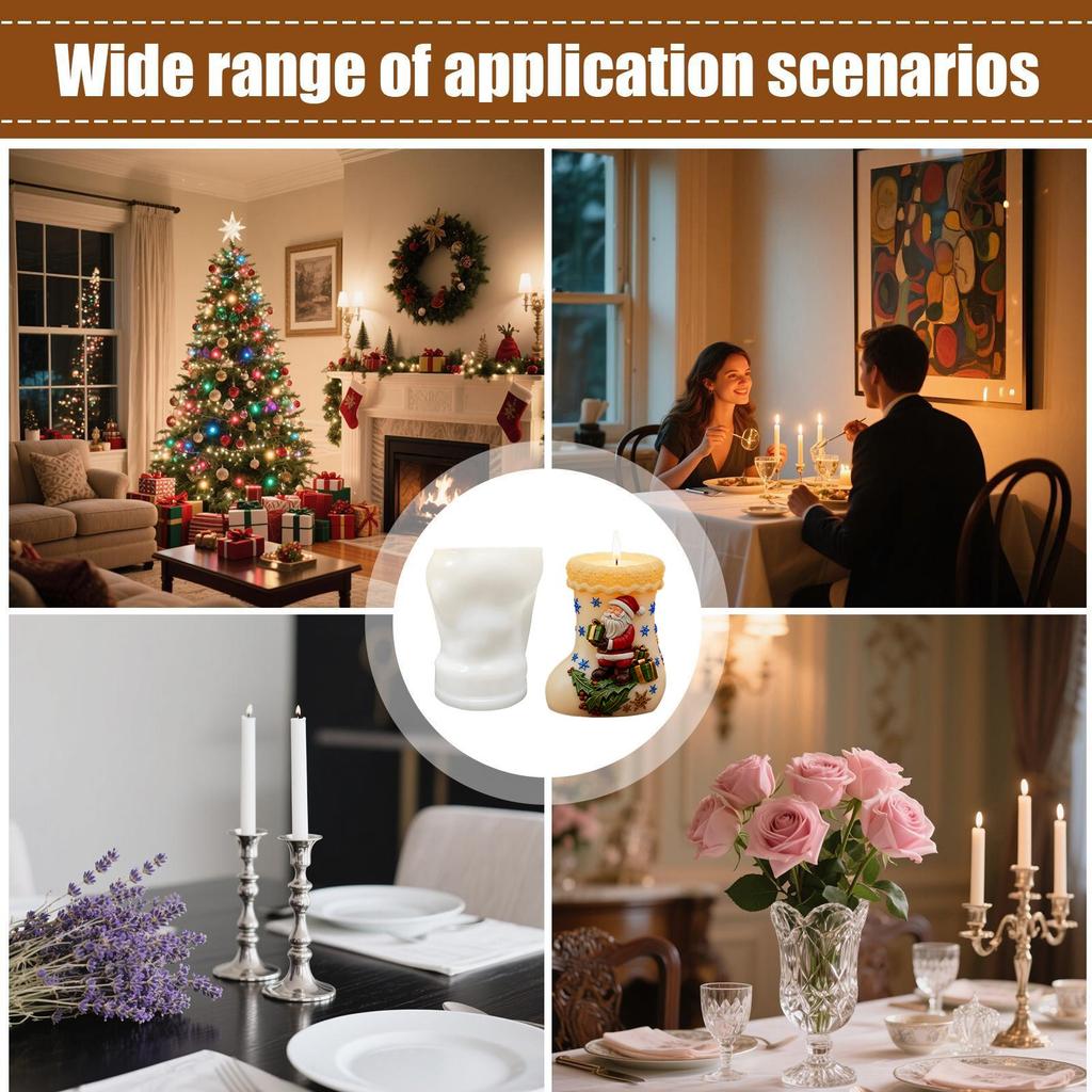 Santa Stocking Candle Mold Easy Release Winter Holiday Mould 3D Christmas Stocking Candle Molding Tool For Children Beginners