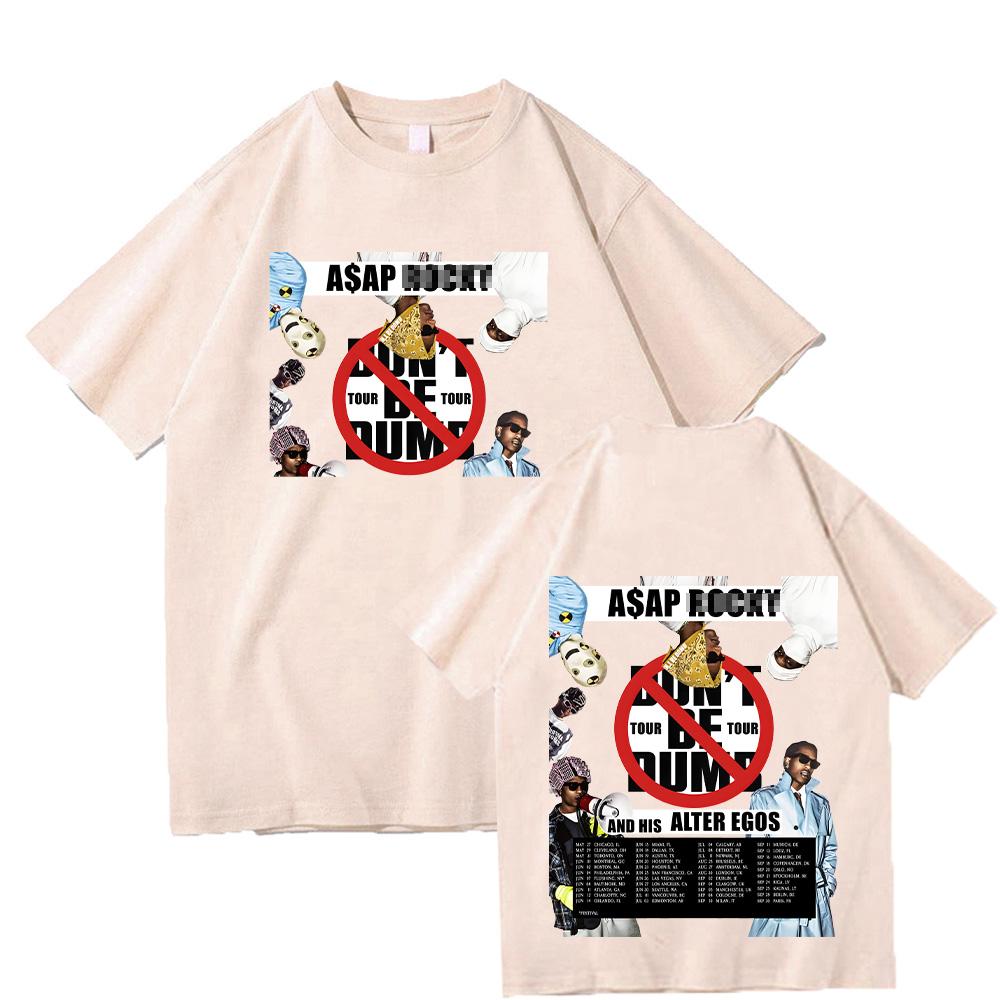 Asap Don’t Be Dumb Tour 2026 Trička Krátký rukáv Kulatý výstřih Bavlněné oblečení Harajuku Unisex Hip Hop Tričko