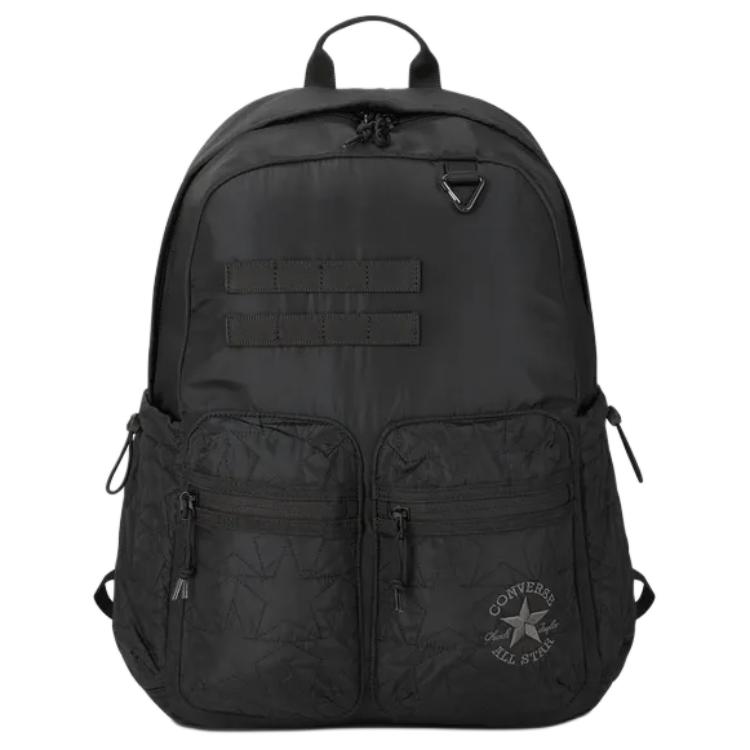 Converse Quilting Backpack Simple Versatile Zipper Closure Unisex Backpacks Black 10027968-A02 Black