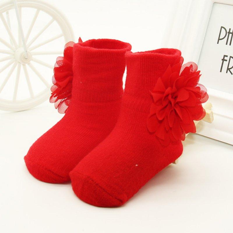 Children Girls Cotton Socks Flowers Anti Slip Ankle Socks Baby Shoes Boot