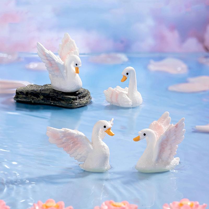 Cartoon Niedliche Gans Schwan Harz Modell Miniatur Figur Auto Ornamente Handwerk Kreative Diy Home Dekoration Zubehör Geschenke