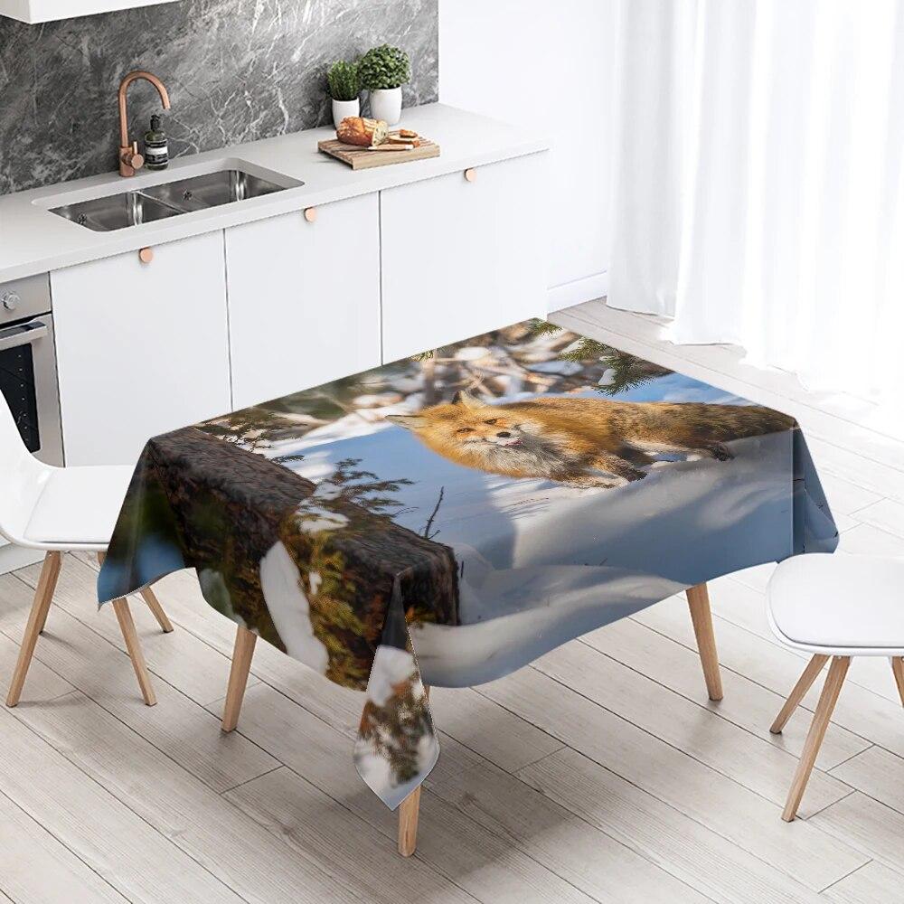 Cute Fox Tablecloth Party Restaurant Table Decoration Waterproof Rectangular  Kawaii New Home Kitchen