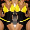 Costume da Bagno Intero Bikini Bloccante Colorato alla Moda Decorazione