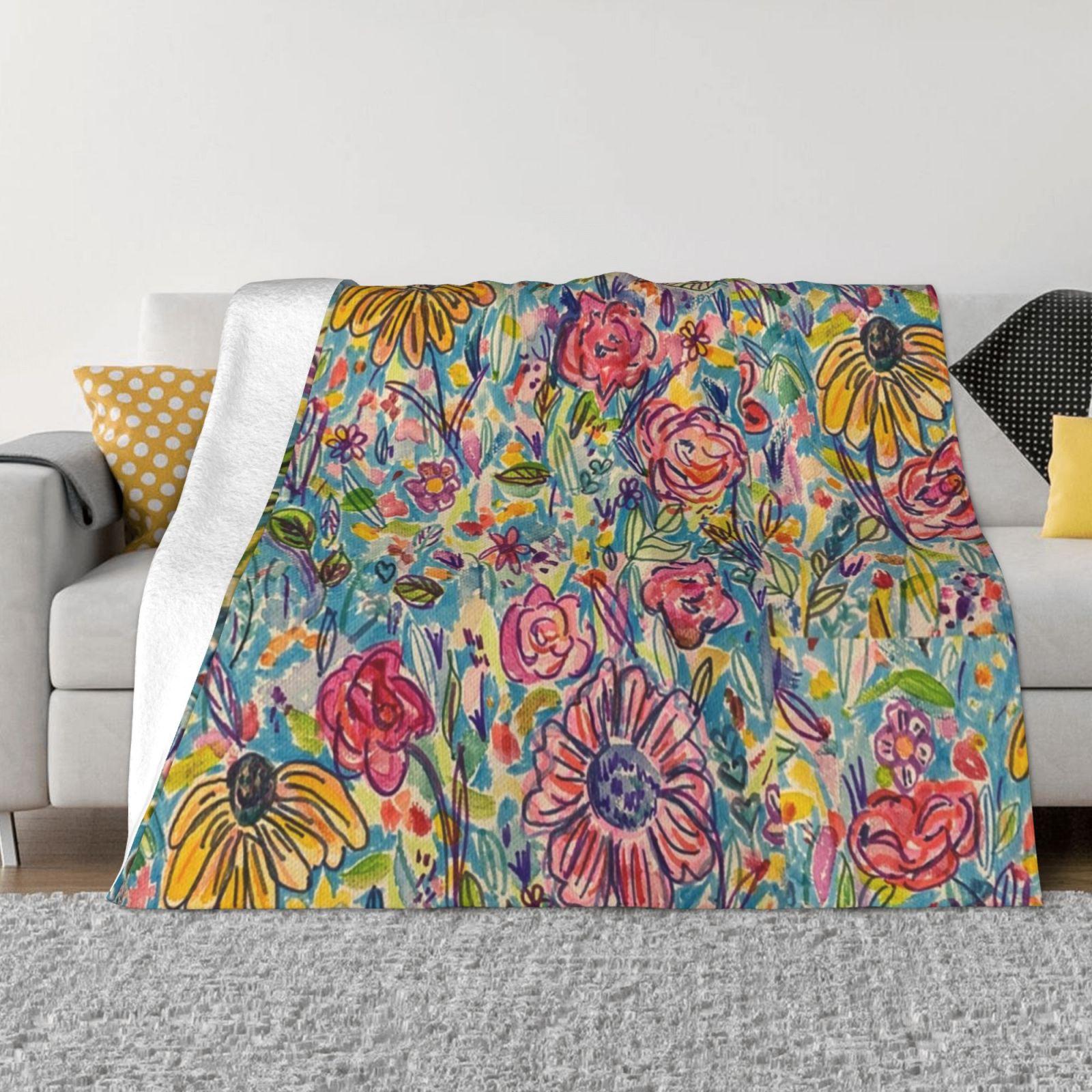 

Groovy Gardens Fashion Soft Warm Flannel Blanket She Stumbled Upon A Hidden Clearing A Kaleidoscope Of Blues Aquas Purples 30x40in