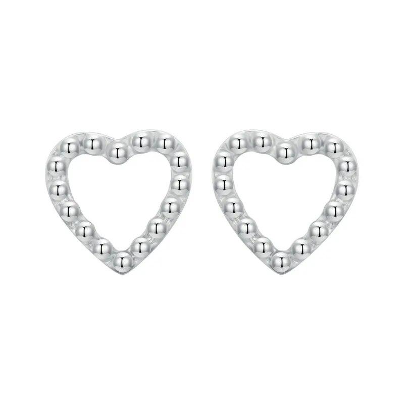 BAMOER 925 Sterling Silver Delicate Mini Line Stud Earrings Sparkling Zircon Earrings for Women Engagement Party Jewelry