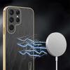 For Samsung S25 Ultra 5G Gold Silk Texture Leather Phone Case For Galaxy S24 FE S23 Ultra S22 Plus 6D Plating Bumper Back Cover