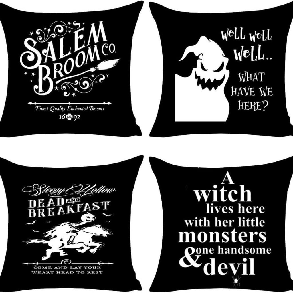 Halloween Pillowcase Devil Cartoon Linen Pillow Print Home Sofa Pillowcase Cushion