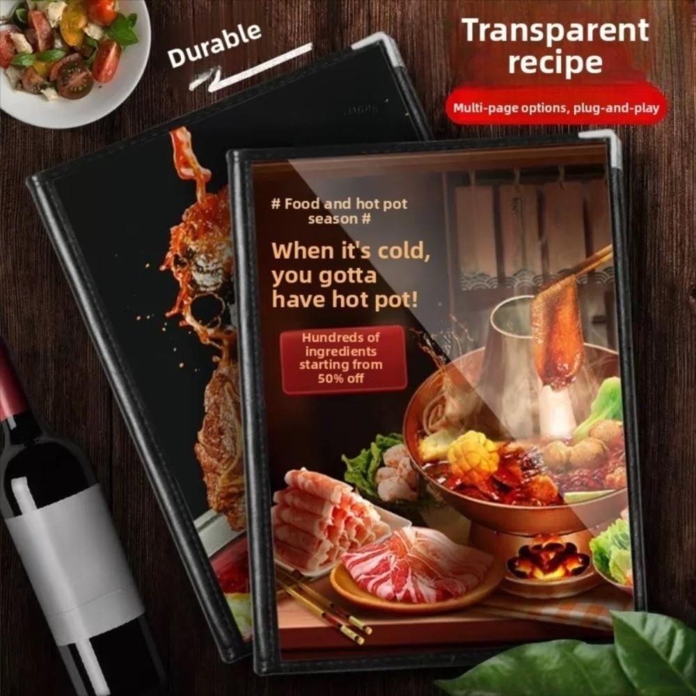 Foldable PVC Transparent Menu Cover Metal Corners Menus Price Display Book Bar Cafe