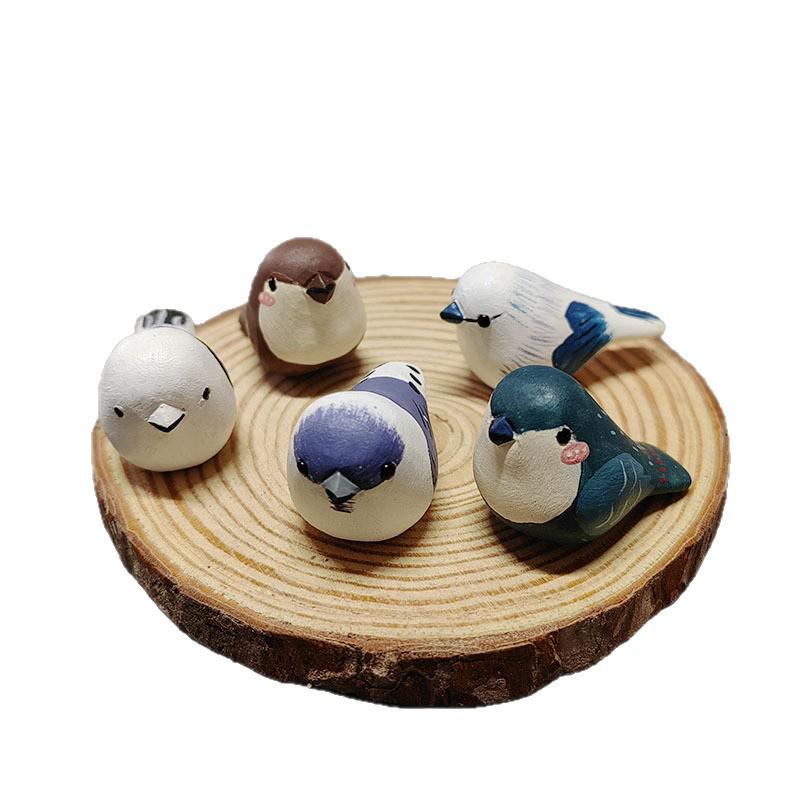 

Изготовленное вручную украшение в виде птицы из массива дерева для декора дома или офиса Blue Pearl Bird [Mini]