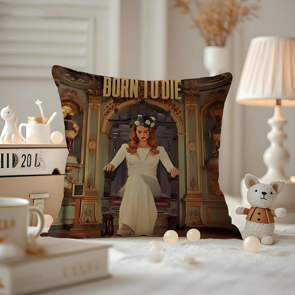 Singer L-Lana Del Rey Cushion Cover Anti-dustmite Pillowcase Invisible zipper silky short plush Sofa cushion cover