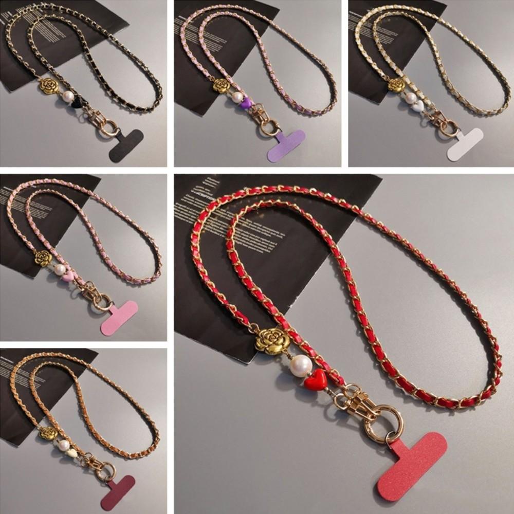 Camellia Crossbody Phone Rope Metal Chain Mobile Phone Strap Hanging Ornaments