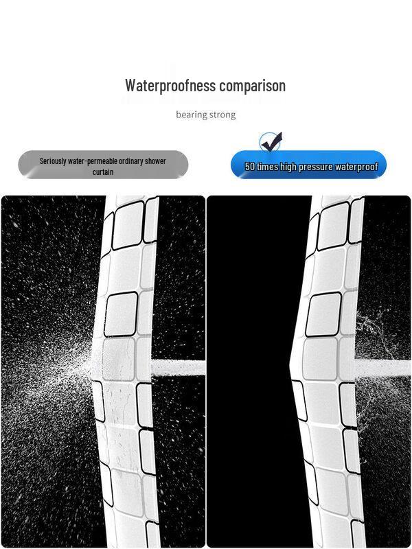 LIEI Punch-Free Waterproof Shower Curtain Set