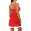 Sexy Red Lace Christmas Slip Dress with White Lace Lingerie Set