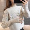 Women's Loose Thickened Half-High Neck Sweater Lazy Design High-End Base Layer Knit Top for Autumn Winter