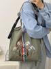 Large Capacity Women's Embroidered Foldable Tote & Crossbody Nylon Handbag