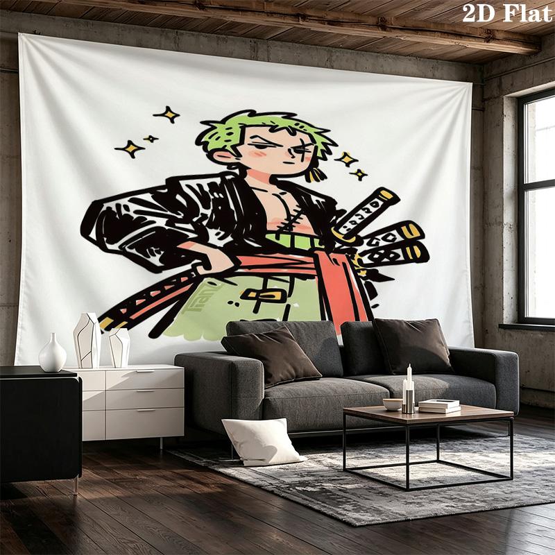 One Piece Roronoa Zoro Wall Tapestry Aesthetic Wall Hanging Printed Fabric Blanket Decorative Tapestries For Bedroom Living Room Home Decor