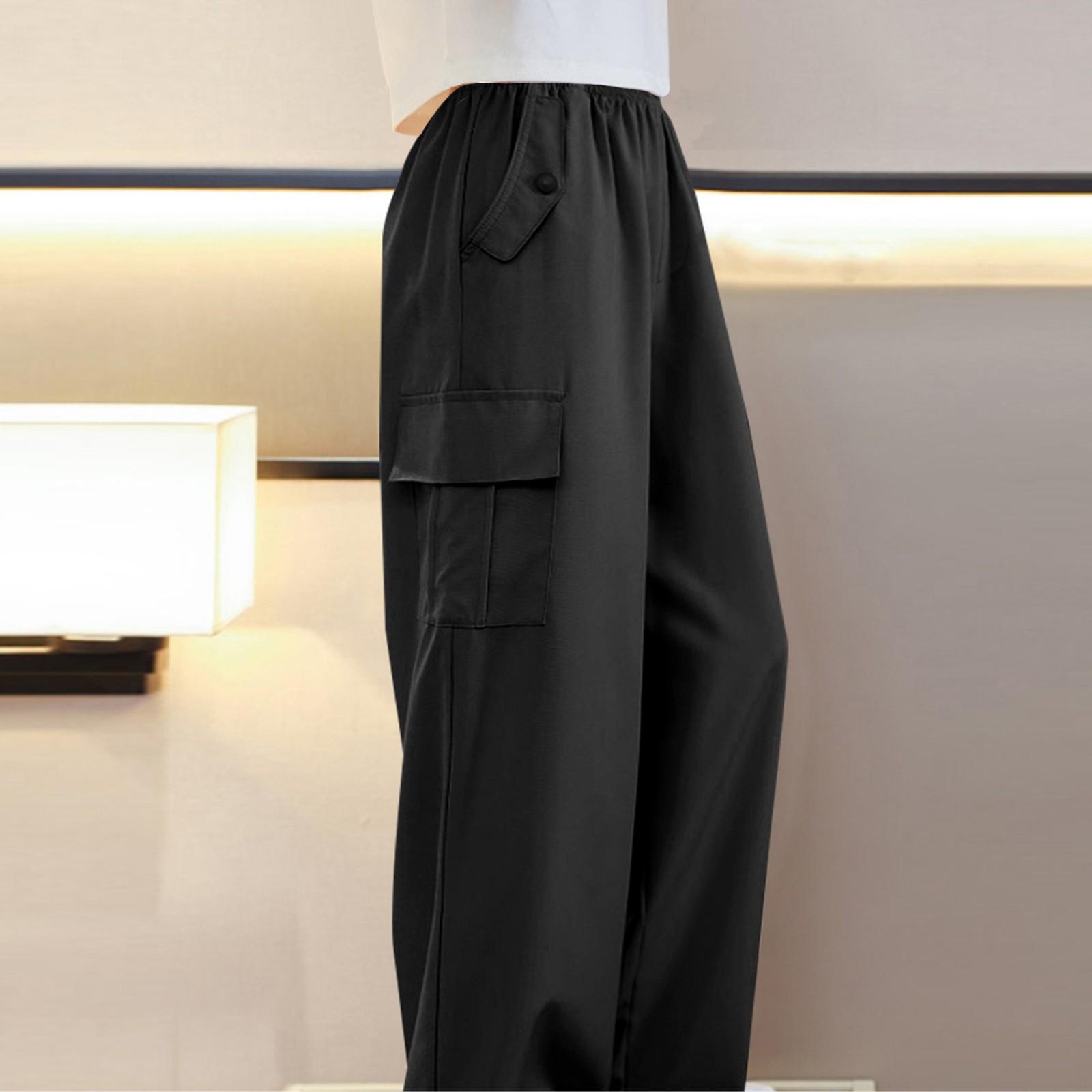 

Летние свободные и повседневные широкие детские рабочие брюки для девочек 160 чёрный