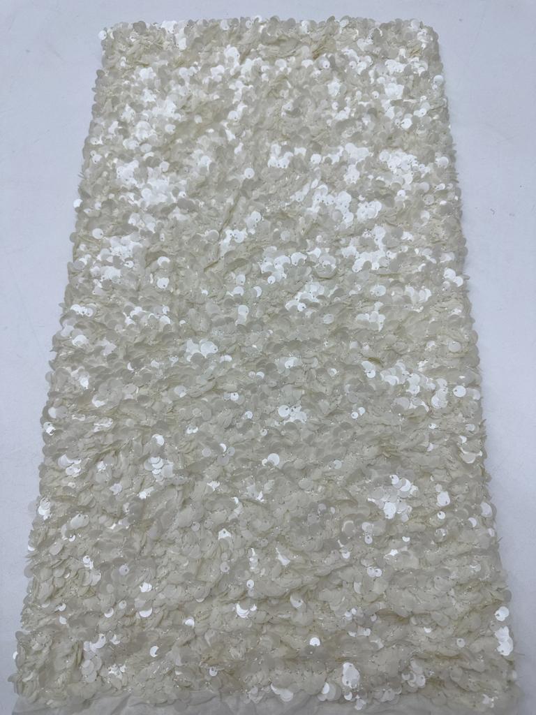 5+7+9mm Sequins Lace Fabric Fashion Design Handmade Embrordered Net Lace with Full Sequin Fabric for Party Evening Dress Cloth