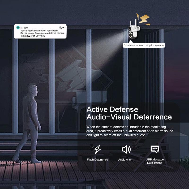 Icsee Dual-Lens 5G WiFi Camera: HD Color Night Vision, Mobile-Powered Remote Outdoor Monitor