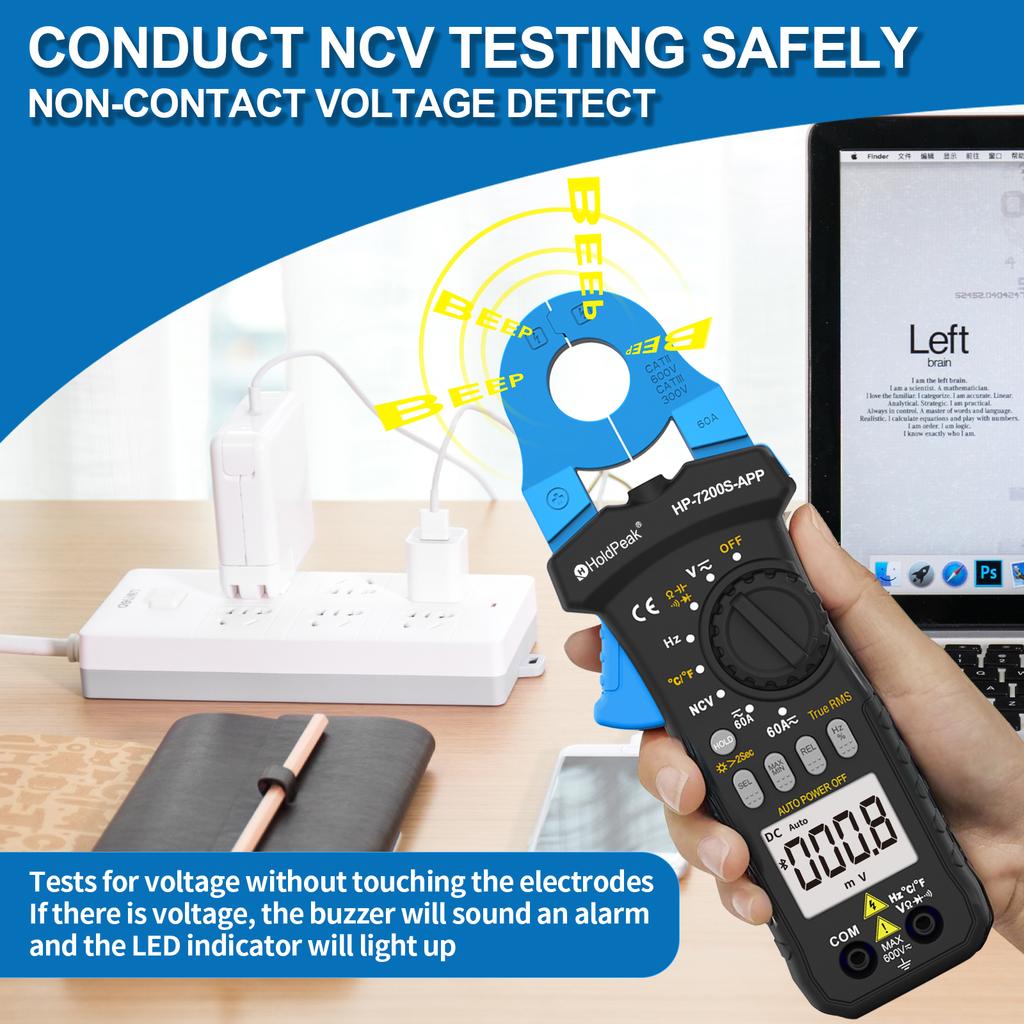 6000 COUNTS WITH APP DC/AC TRUE-RMS CLAMP MULTIMETER,DC & AC voltage,DC & AC Current,resistance,capacitor,frequency HP-7200S-APP