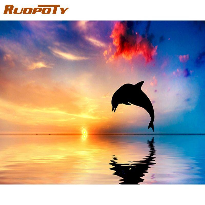 RUOPOTY Frameless Landscape Oil Painting Picture Diy Painting By Numbers Wall Art Canvas By Numbers For Home Decors Artwork 40x50CM