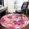 1pc Paw Prints Office Round Area Rug, Indoor Mat Suitable For Office, Under Office Chairs Bedroom Living Room Home Decor, Room Deco