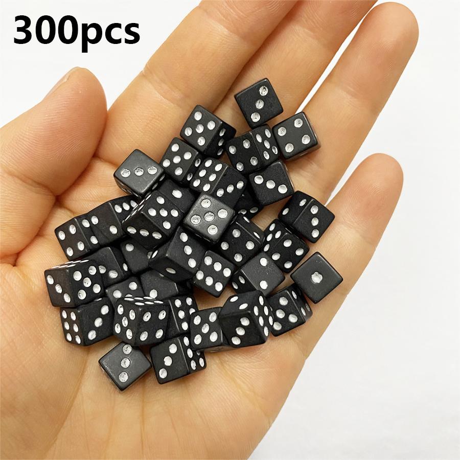 300pcs 8mm Six-Sided Dice Set White Black Green Colors Bulk RPG Dice for Tabletop Games D&D Casino Nights and Party Favors JXB