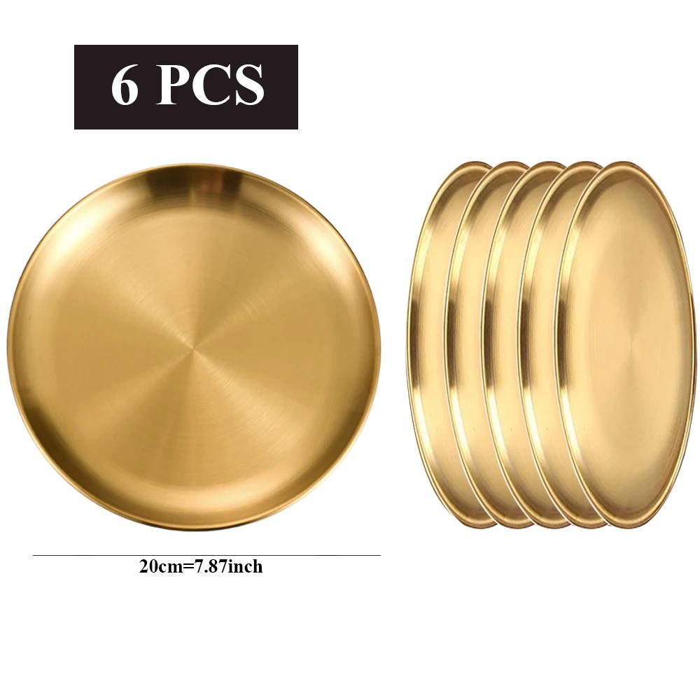 Stainless Steel Golden Round Plates Durable Circular Serving Dishes for Restaurants Home Dining, Buffets Plates Dinnerware Set