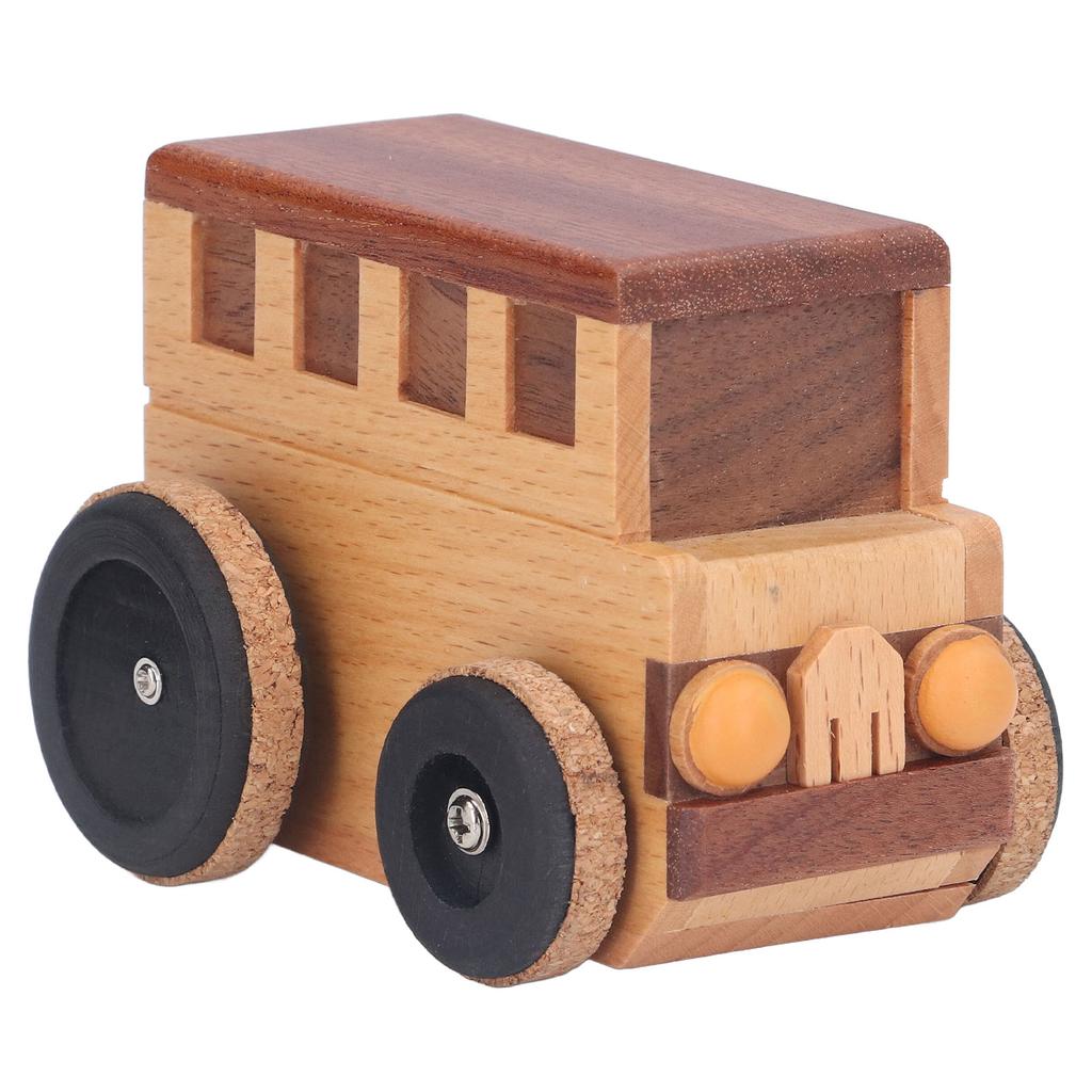 Bus Music Box Unique Wooden Car Bus Music Box Crafts Children"s Gifts Toys Home Decoration Ornaments