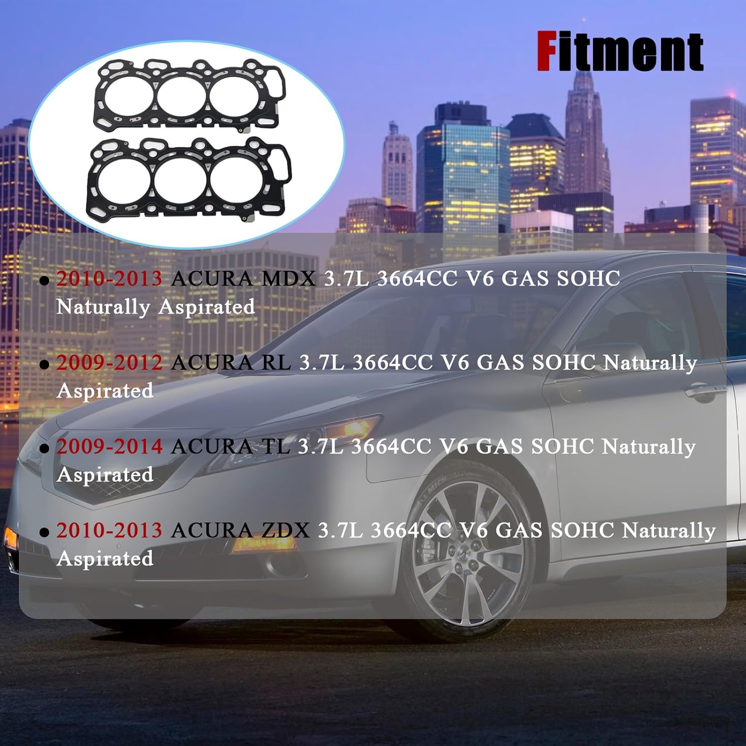 

2ps MLS Cylinder Head Gasket Fit for 2010-2013 Acura MDX 2009-2012 Acura RL 2009-2014 Acura TL 2010-2013 Acura ZDX 3.7L V6 SOHC, Replace #