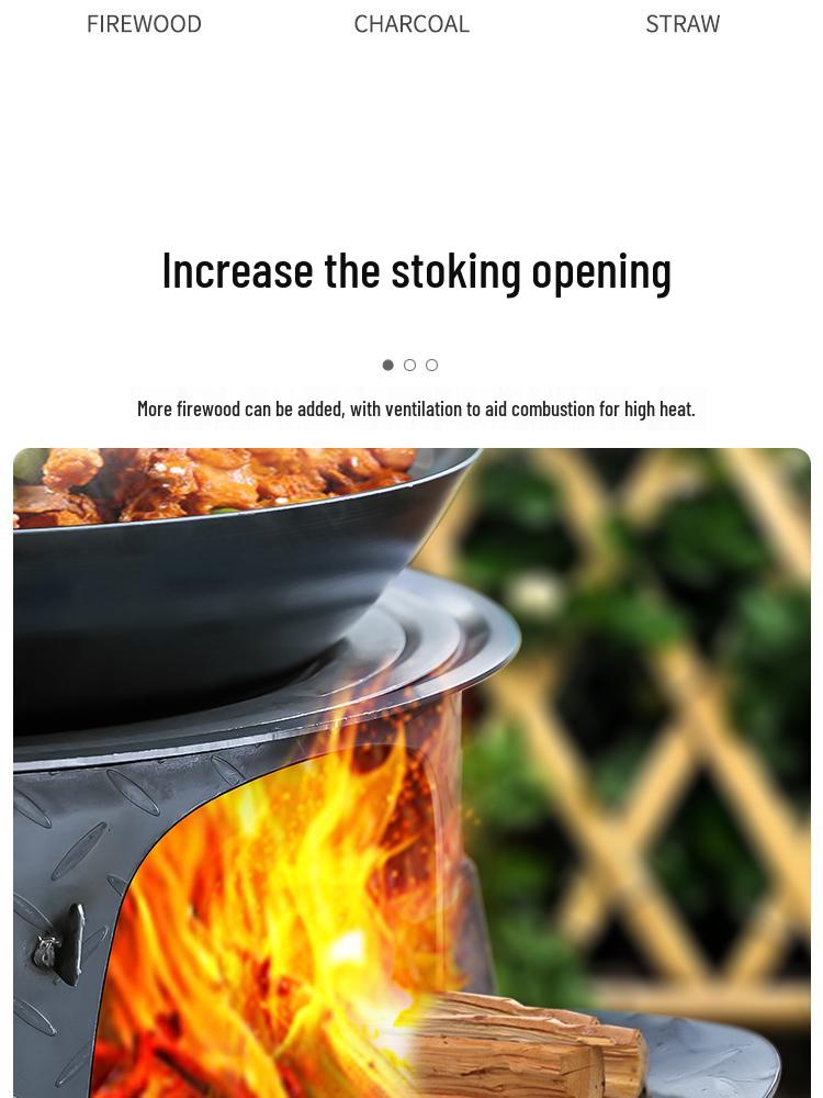 Portable Wood-Burning Stove for Home and Outdoor Use - Large Wok Stand, Clay Pot Compatible, Ideal for Rural Areas and Camping