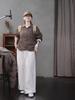 New Folk Craft Jade White Retro Wide-Leg High-Density Elastic Waist Long Pants for Autumn/Winter