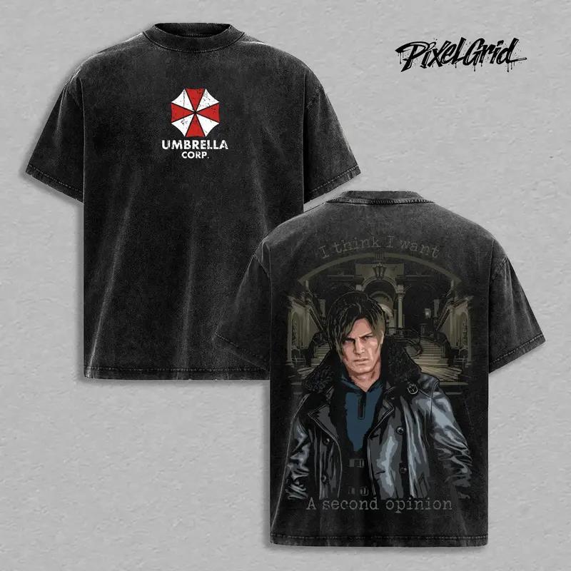 Leon Resident Evil Game Clothing Men Women Oversized T-shirts Short Sleeve Washed T Shirt Casual Cotton Tshirt Harajuku Tops