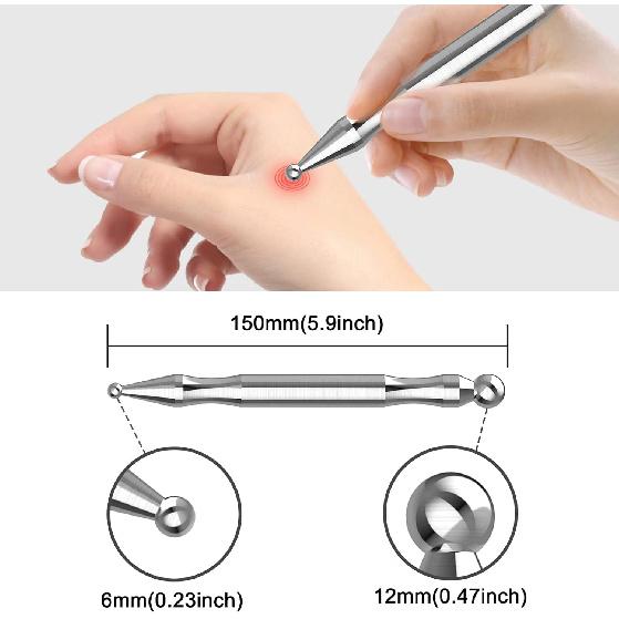 Manual Acupuncture Pen - Stainless Steel Acupressure Pen - for Full-Body Deep Tissue Merdian Pain Relief & Facial Massage- Facial Acupressure Tool,