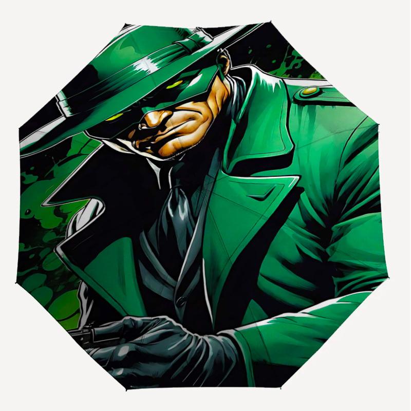 1pc Green Lantern Automatic Open/Close Umbrella Compact Folding Umbrella with 8-Rib Shaft lightweight esign, for Women/Men1153A