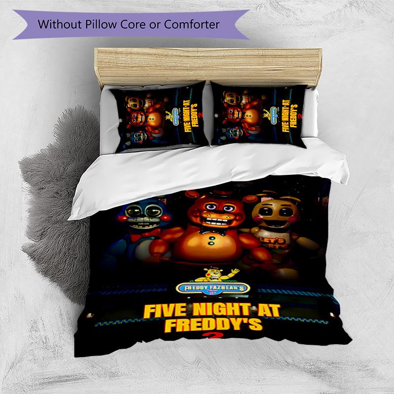 Freddy Bear 3pcs Bedding Set Duvet Cover Closure Includes 1 Duvet Cover & 2 Pillowcases for All Seasons Bedroom Home Dorm Decor