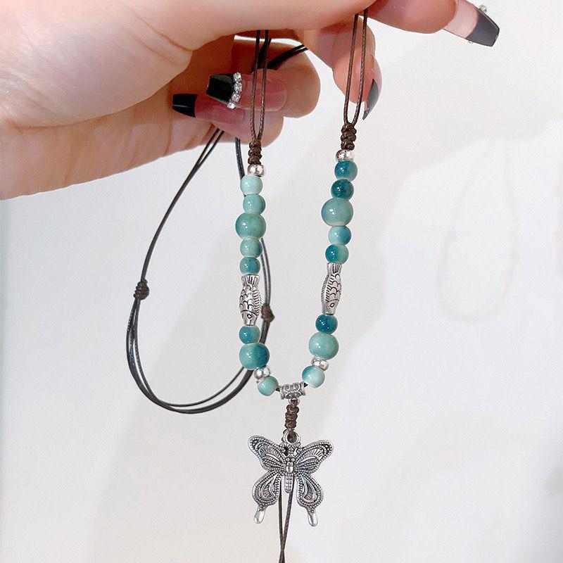 Qingge Ethnic-Style Butterfly Pendant Necklace for Women