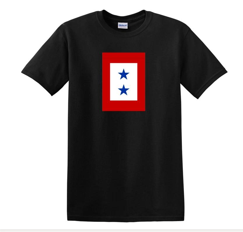 

Two Blue Stars Service Flag Tee Shirt Red White Blue Graphic on Black T-Shirt L