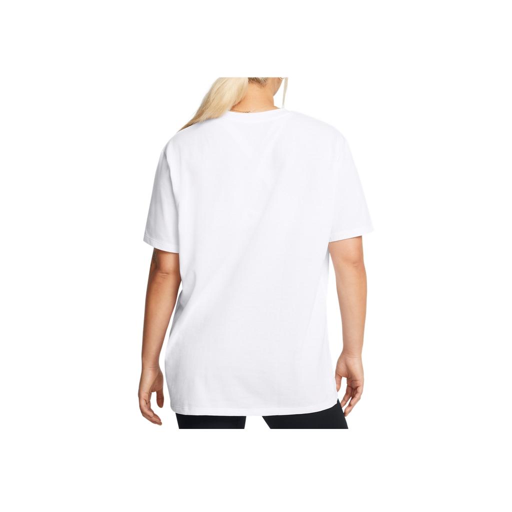 Under Armour UA Round Neck Solid Loose Training Sports Short Sleeve Regular T-Shirt Women T-Shirts White 1386852-100
