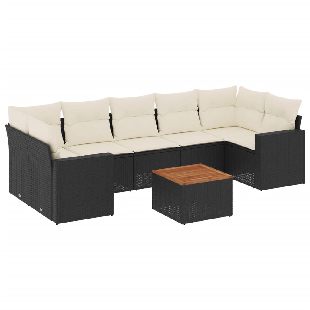 Vidaxl 8-Cz. Garden Lounge Set, With Cushions, Black