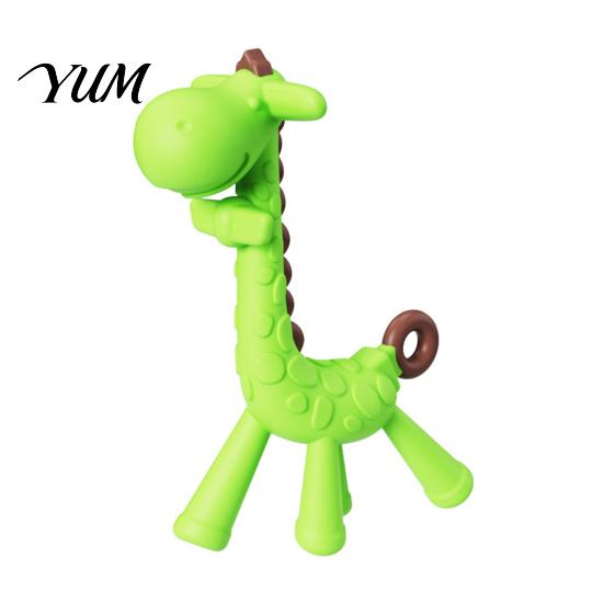 Essential Baby Shower Gift Giraffe Teething Toy for Infants, Food-Grade Silicone Chew Stick Gum Relief, One Piece Molded Teether BPA-Free 0-12 Months,