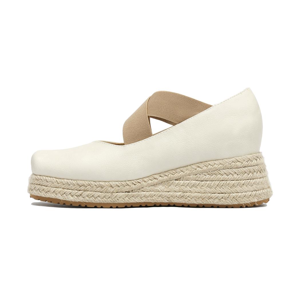 Korean version of ballet shoes 8CM inner height increase short shoes 2025 new straw platform cross with wedge heel single shoes
