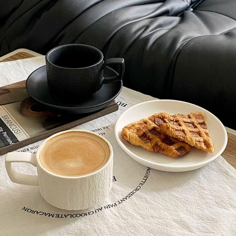 Heat-resistant Rock Sand Ceramic Coffee Cup Comfortable Handle Ceramics The Dish Suite Family