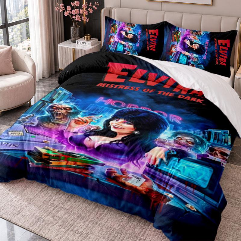 Elvira Mistress of the Dark 3Pcs Bedding Set Duvet Cover With Two Pillowcases For Bedroom Home Decoration