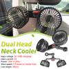 12V/24V Portable Car Rear Seat Air Fan 360° Rotation Headrest Fan 3 Gears Adjustment 2 Rotatable Heads for Vehicle SUV