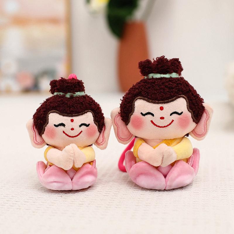 Cultural and Creative Series Lotus Little Buddha Doll Pendant Cartoon Cute Buddha Companion Good Luck Plush Toy Bag Hanging Decoration