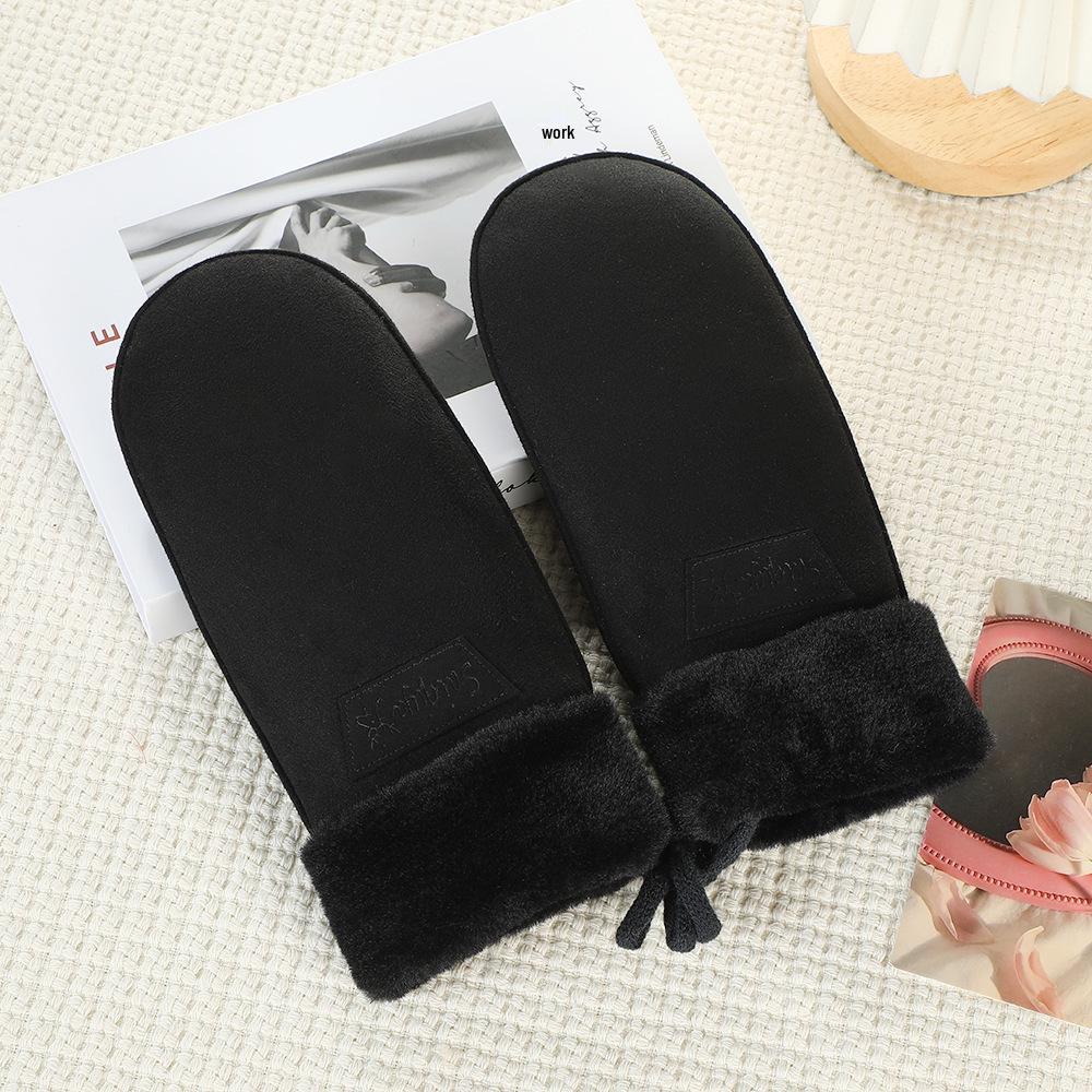 Women's Suede Winter Gloves: Warm, Fleece-Lined, and Windproof for Cycling and Driving