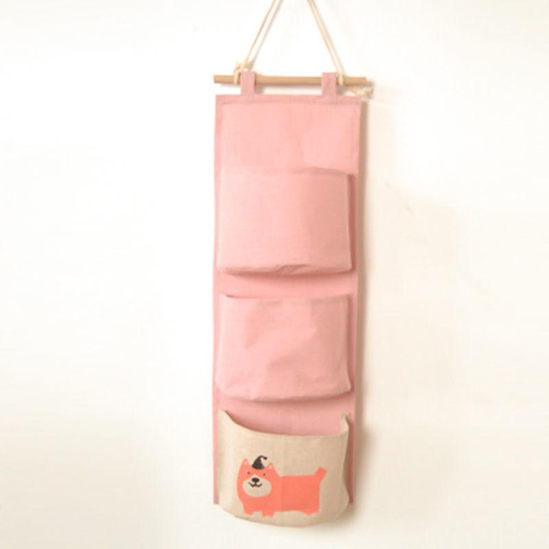 

Nordic INS Wind Cotton and Hemp Fabric Hanging Bag Dormitory Door Rear Three Grid Miscellaneous Hanging Bag Storage Bag розовый