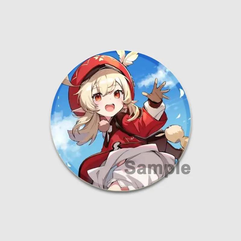 32/44/58mm Klee Pin Round Cartoon Funny Snap-in Brooche for Backpack Cothes Accessorie Anime Genshin Impact Collection Badge Hat Decoration