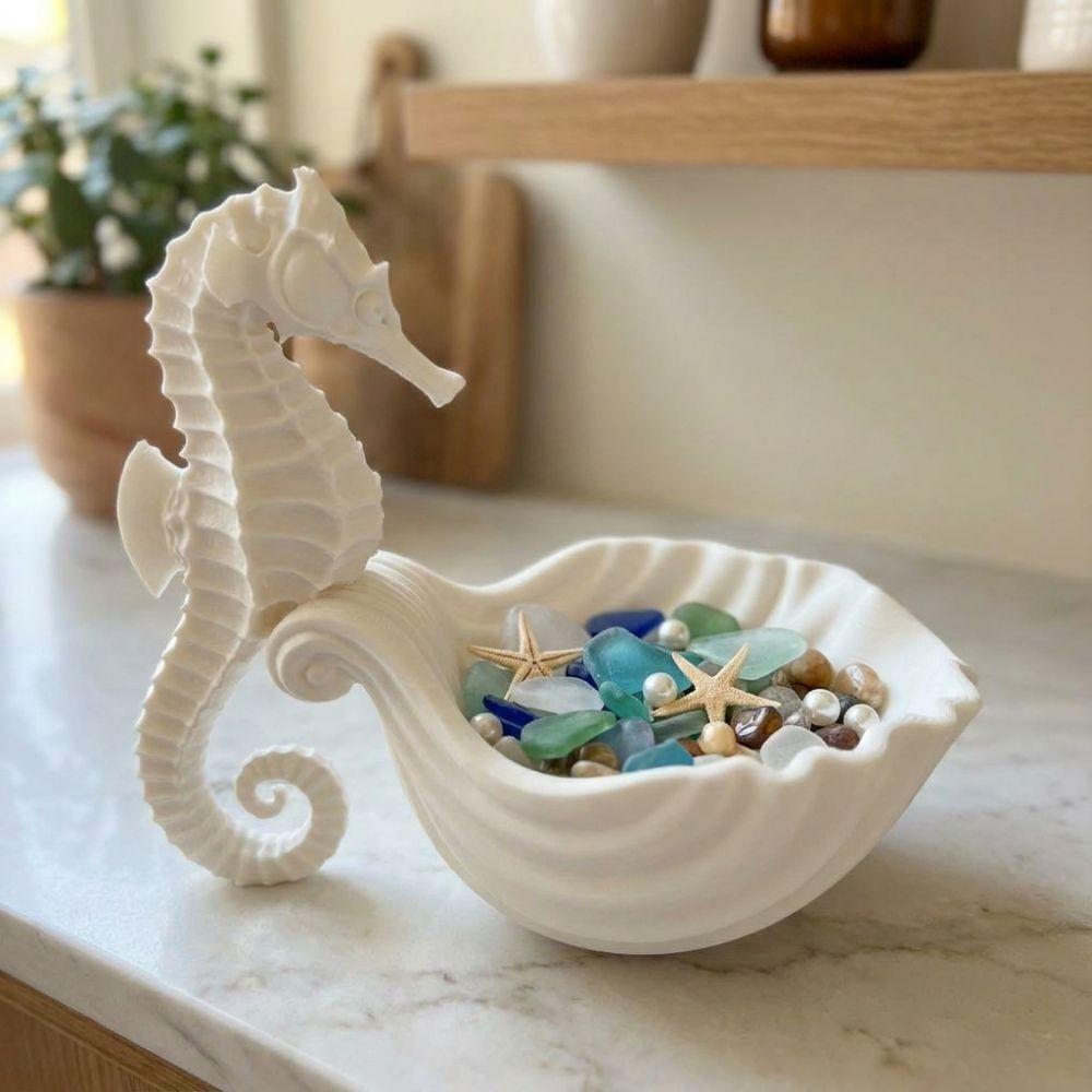 Cute Jewelry Display Stand Plastic Rings Holder Unique Seahorse-Shaped Storage Tray Home Ornaments